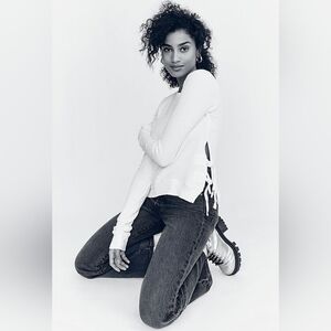 Free People Interlaken white waffle top size S